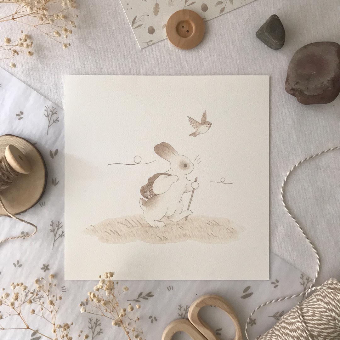Rebecca Cowley Hiking rabbit print