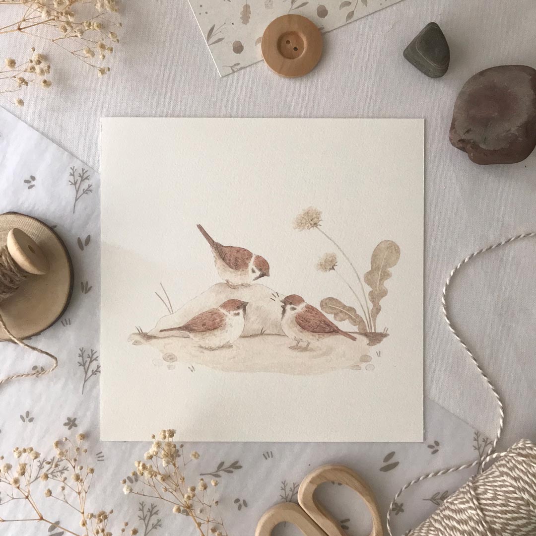Rebecca Cowley Tree sparrow print